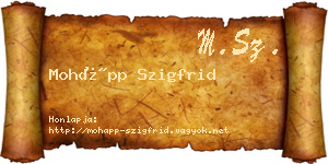 Mohápp Szigfrid névjegykártya